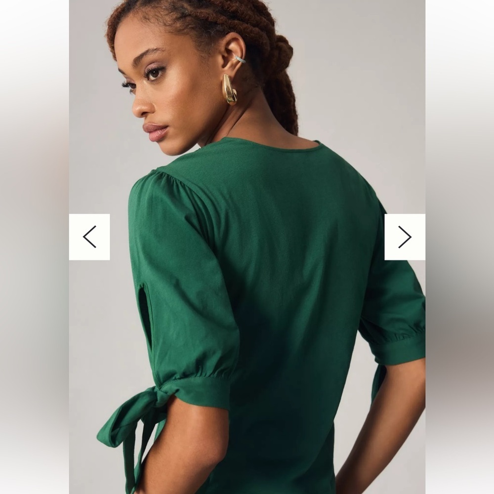 Anthropologie Tiny Ophelia Embroidered Top | Emerald Green | Size XS | EUC - Picture 4 of 10